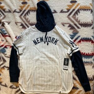 NEW YORK YANKEES PINSTRIPE DOUBLE HEADER '47 SHORTSTOP PULLOVER HOODIE